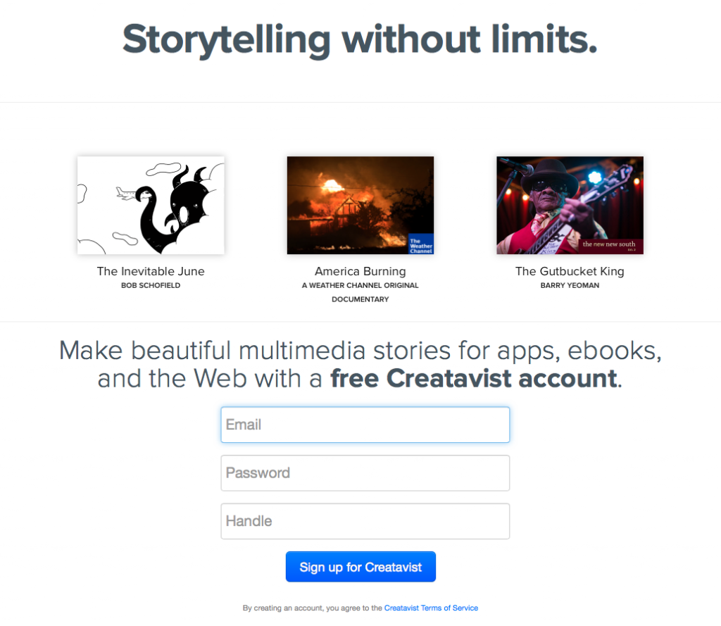 Creativst.com verspricht Story Telling ohne Limits