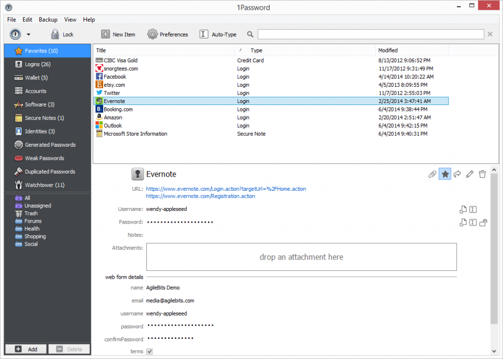 1Password in der Windows-Version (Screenshot: Agilebits.com)